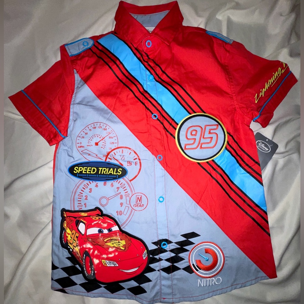 Boys Lightning McQueen Snap Button down, Size: 9/10